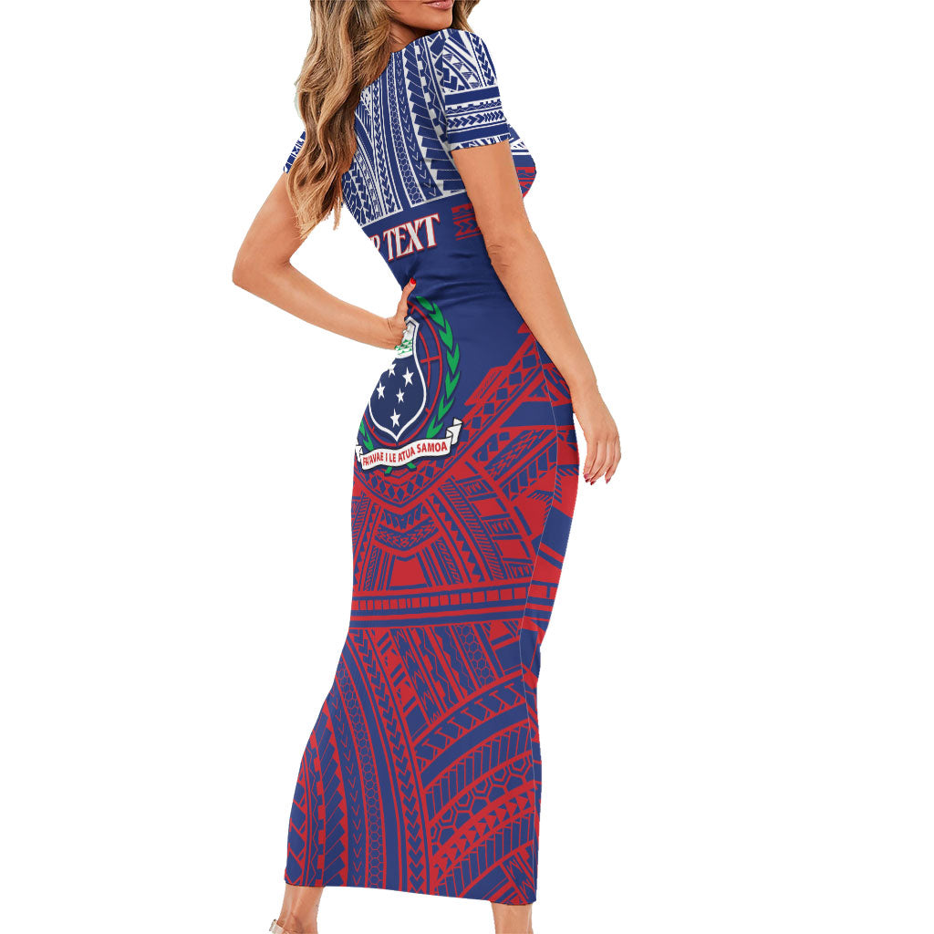 Personalised Samoa Independence Day Short Sleeve Bodycon Dress 64th Anniversary Toa O Samoa