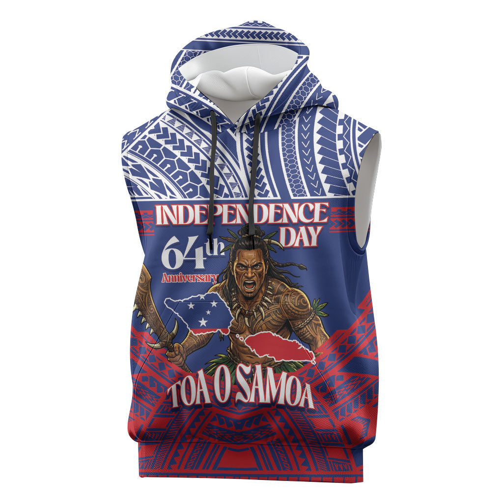 Personalised Samoa Independence Day Sleeveless Hoodie 64th Anniversary Toa O Samoa