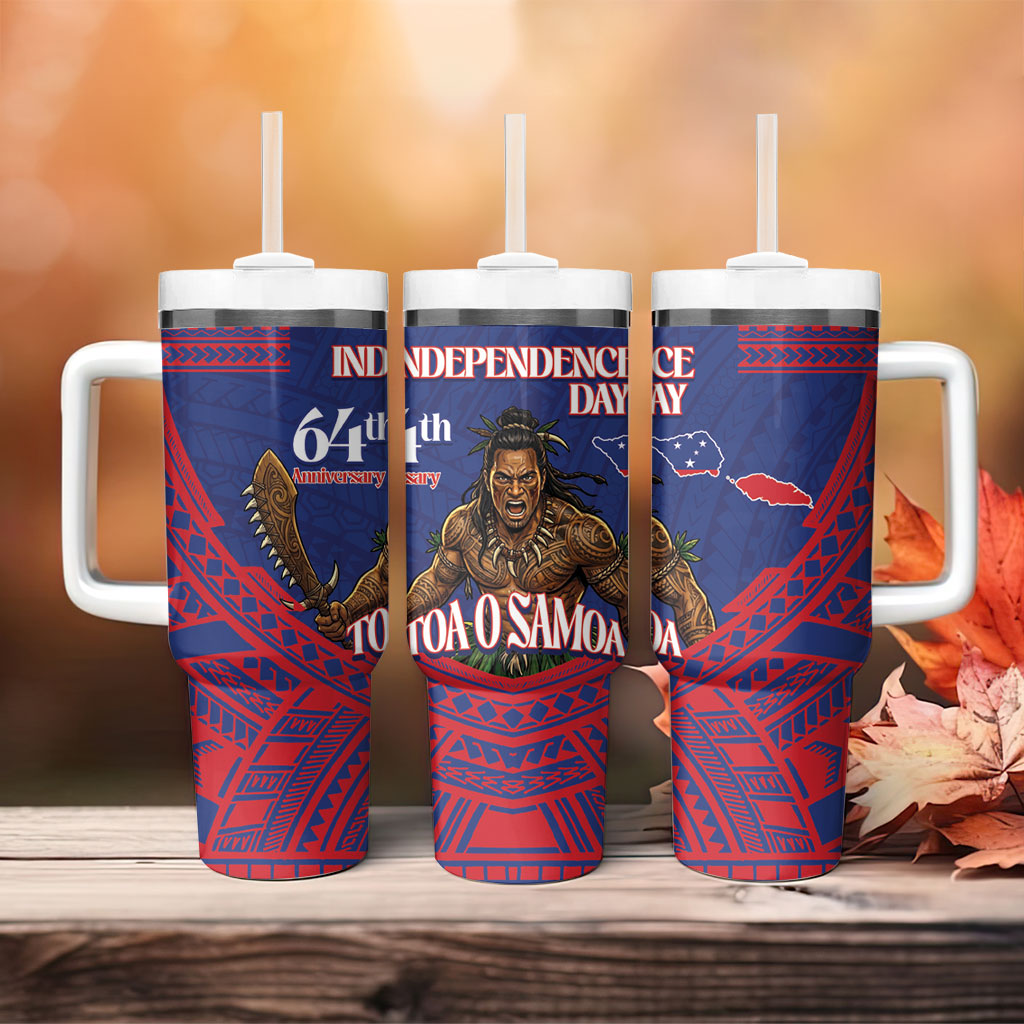 Samoa Independence Day Tumbler With Handle 64th Anniversary Toa O Samoa