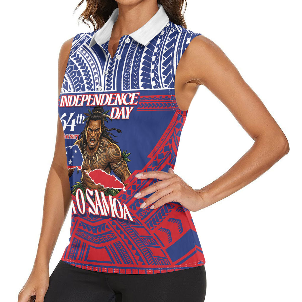 Personalised Samoa Independence Day Women Sleeveless Polo Shirt 64th Anniversary Toa O Samoa LT14 - Polynesian Pride