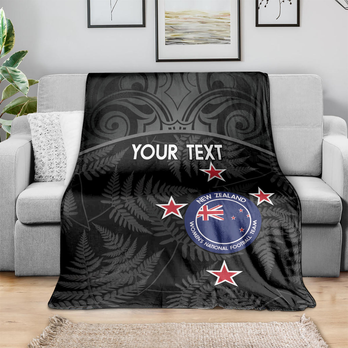 Custom New Zealand Silver Fern Football Blanket Summer 2024 Olympic Go Aotearoa
