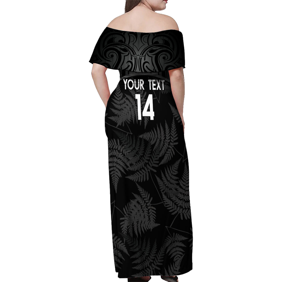 Custom New Zealand Silver Fern Football Family Matching Off Shoulder Maxi Dress and Hawaiian Shirt Summer 2024 Olympic Go Aotearoa