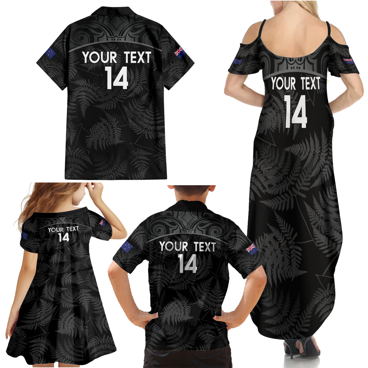 Custom New Zealand Silver Fern Football Family Matching Summer Maxi Dress and Hawaiian Shirt Summer 2024 Olympic Go Aotearoa