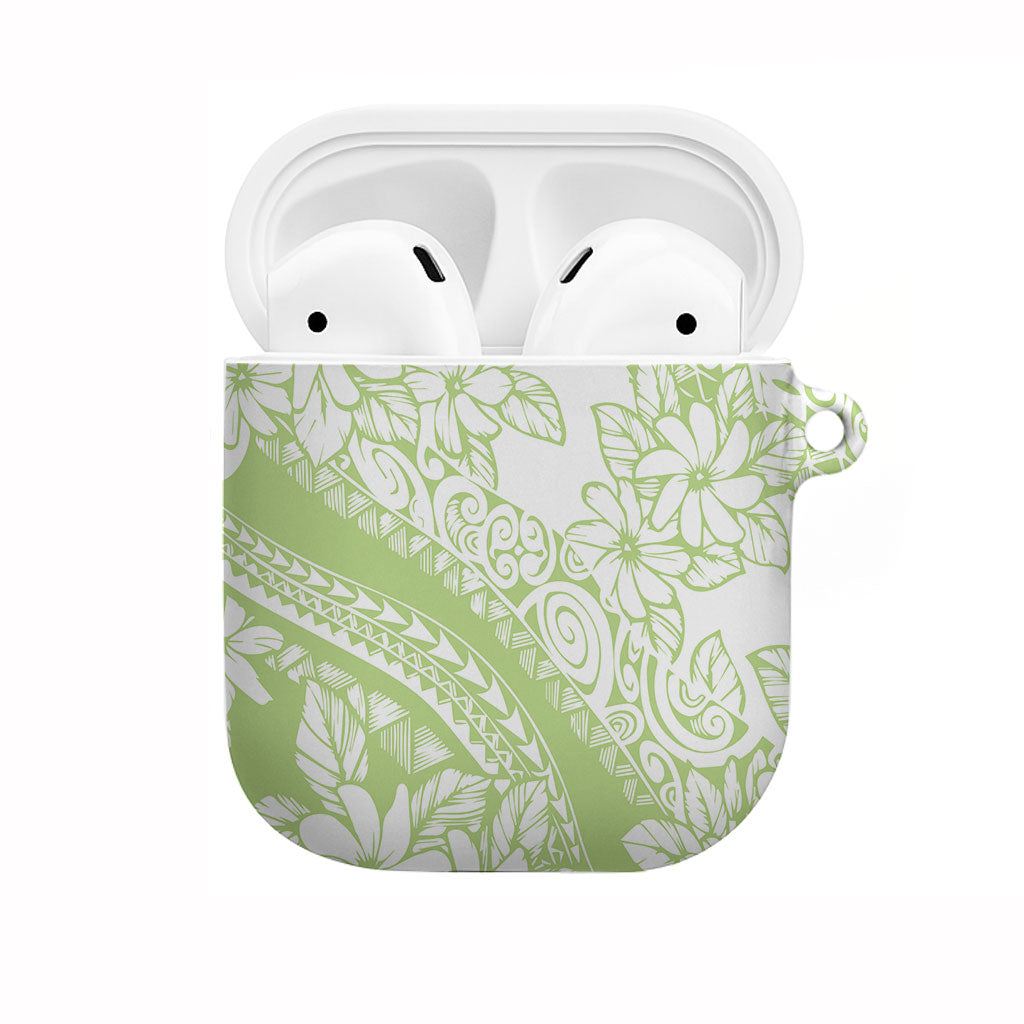 Polynesian Tiare Flower Sage Green Pastel AirPods Case