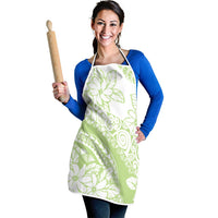Polynesian Tiare Flower Sage Green Pastel Apron
