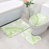 Polynesian Tiare Flower Sage Green Pastel Bathroom Set