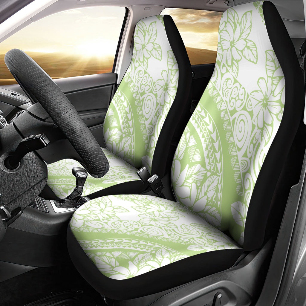 Polynesian Tiare Flower Sage Green Pastel Car Seat Cover