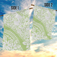Polynesian Tiare Flower Sage Green Pastel Garden Flag