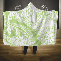Polynesian Tiare Flower Sage Green Pastel Hooded Blanket
