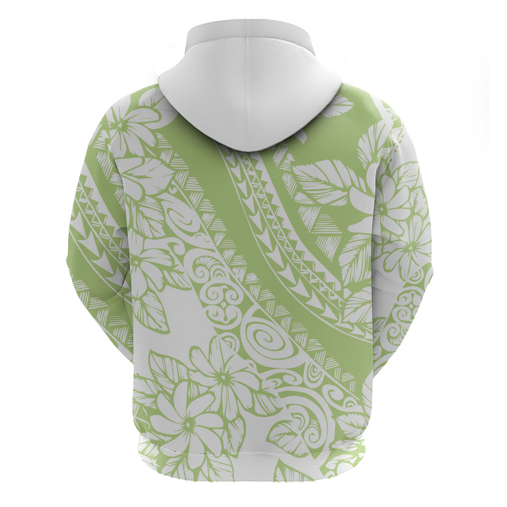 Polynesian Tiare Flower Sage Green Pastel Hoodie