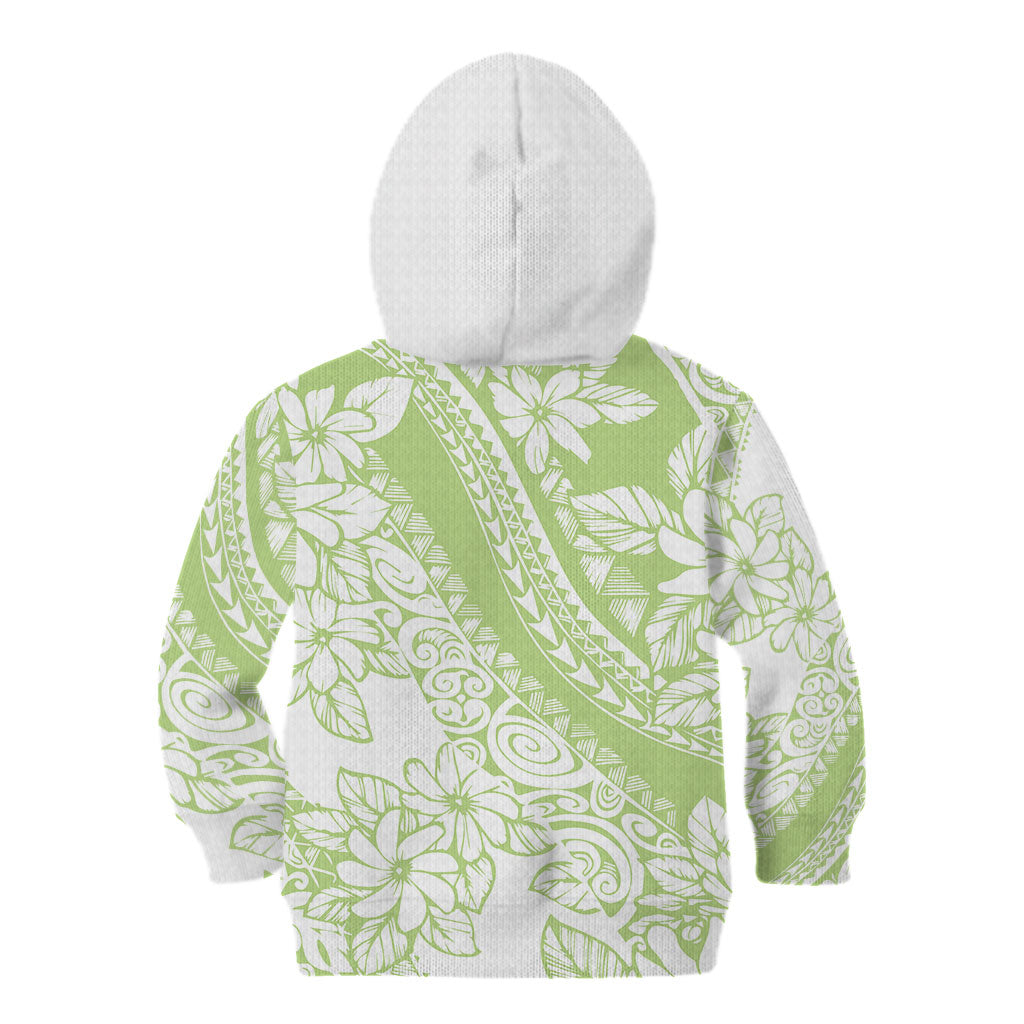 Polynesian Tiare Flower Sage Green Pastel Kid Hoodie