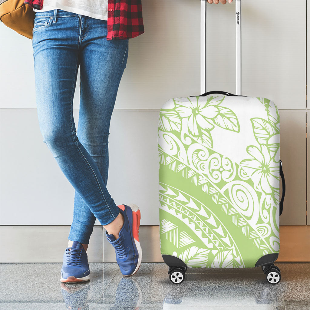 Polynesian Tiare Flower Sage Green Pastel Luggage Cover