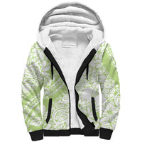 Polynesian Tiare Flower Sage Green Pastel Sherpa Hoodie
