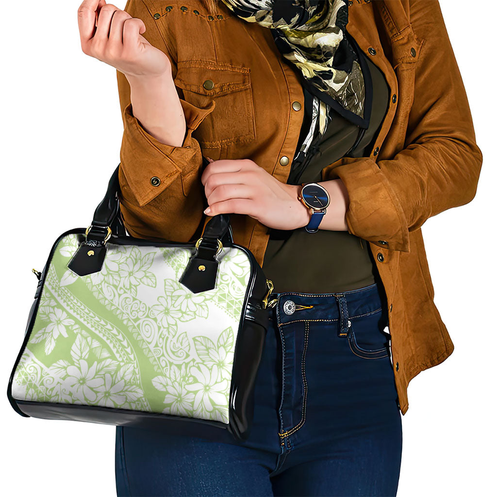Polynesian Tiare Flower Sage Green Pastel Shoulder Handbag