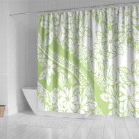 Polynesian Tiare Flower Sage Green Pastel Shower Curtain