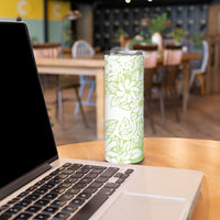 Polynesian Tiare Flower Sage Green Pastel Skinny Tumbler