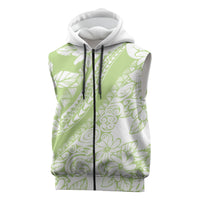 Polynesian Tiare Flower Sage Green Pastel Sleeveless Zip Hoodie LT14 Sage Green - Polynesian Pride