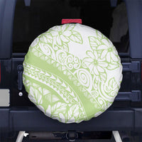 Polynesian Tiare Flower Sage Green Pastel Spare Tire Cover