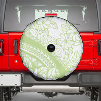 Polynesian Tiare Flower Sage Green Pastel Spare Tire Cover
