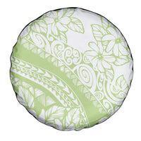 Polynesian Tiare Flower Sage Green Pastel Spare Tire Cover