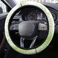 Polynesian Tiare Flower Sage Green Pastel Steering Wheel Cover