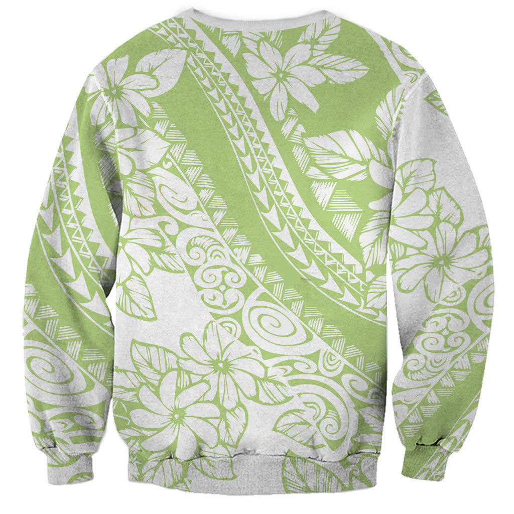 Polynesian Tiare Flower Sage Green Pastel Sweatshirt
