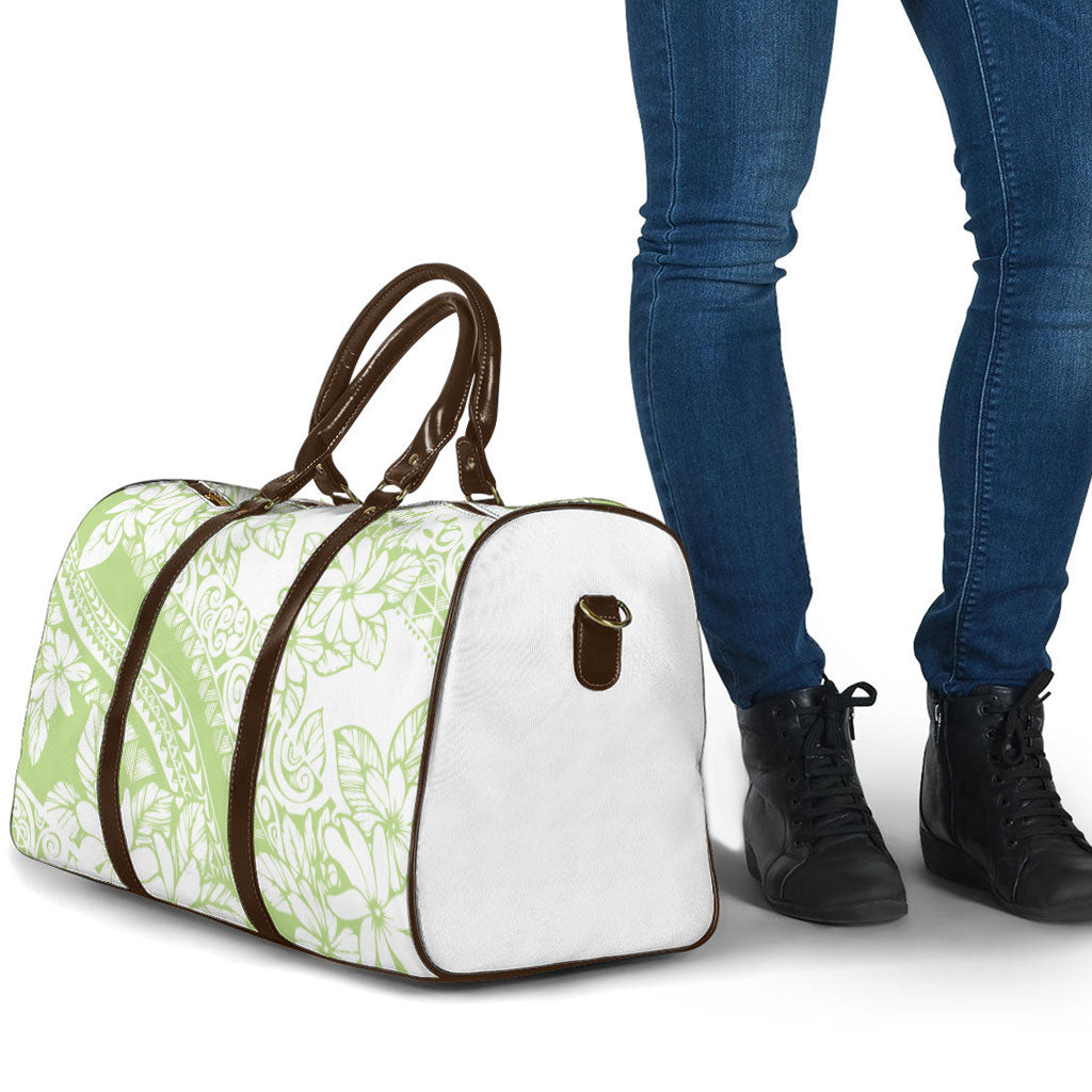 Polynesian Tiare Flower Sage Green Pastel Travel Bag