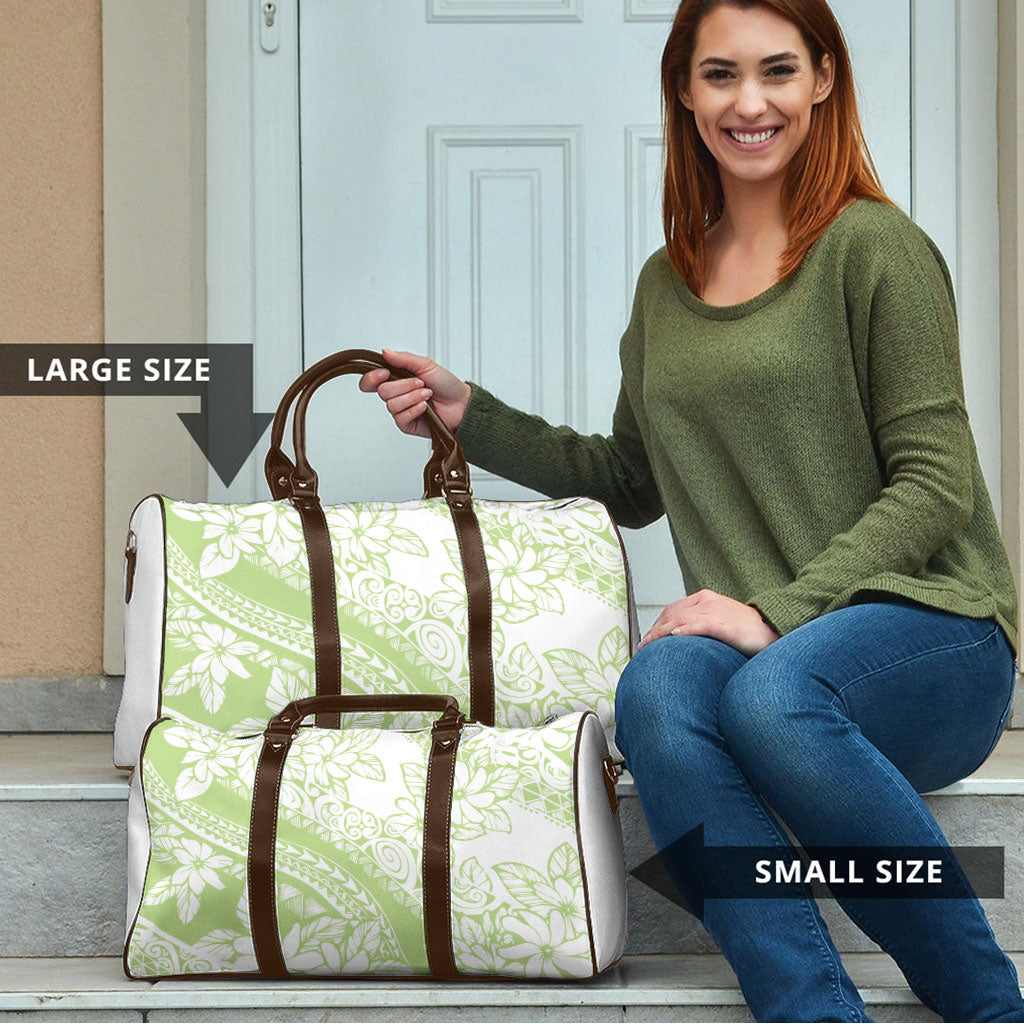 Polynesian Tiare Flower Sage Green Pastel Travel Bag