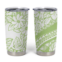 Polynesian Tiare Flower Sage Green Pastel Tumbler Cup