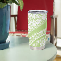 Polynesian Tiare Flower Sage Green Pastel Tumbler Cup
