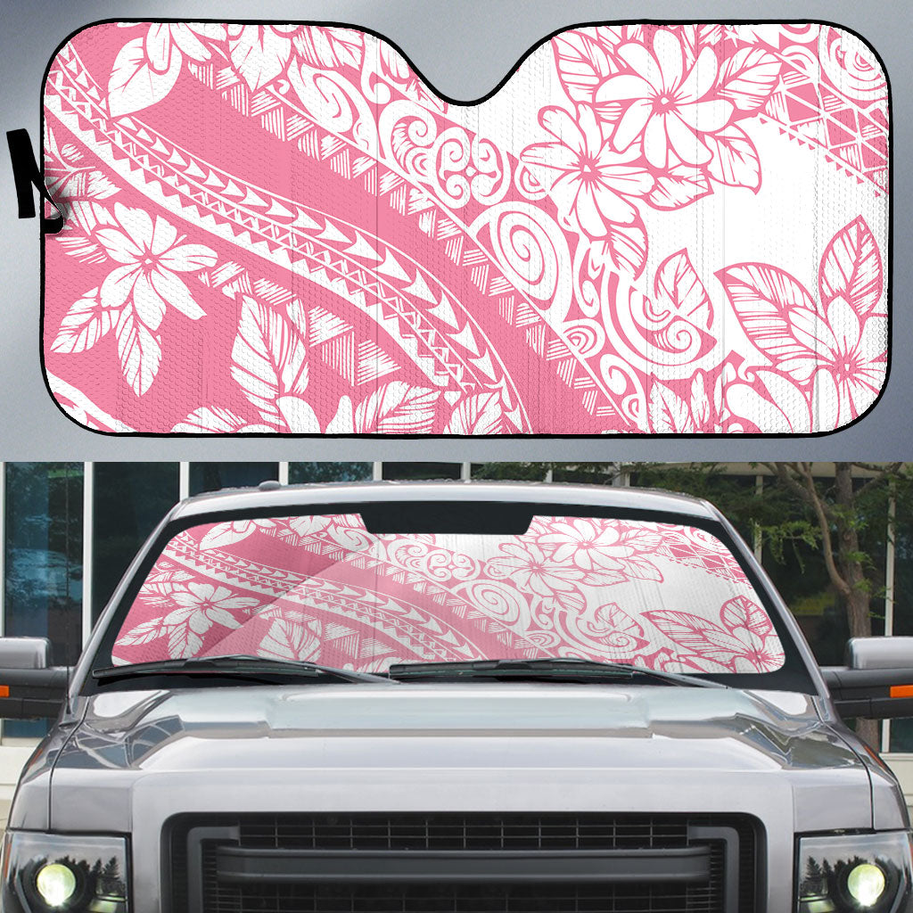 Polynesian Tiare Flower Pink Pastel Vibes Auto Sun Shade