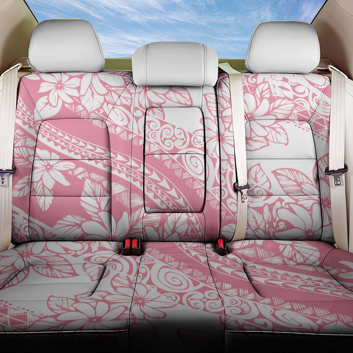Polynesian Tiare Flower Pink Pastel Vibes Back Car Seat Cover