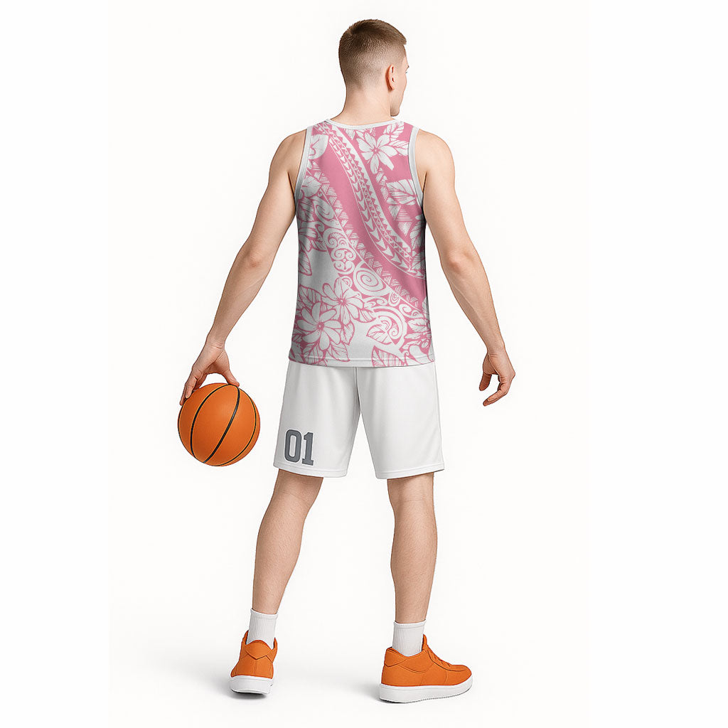 Polynesian Tiare Flower Pink Pastel Vibes Basketball Jersey