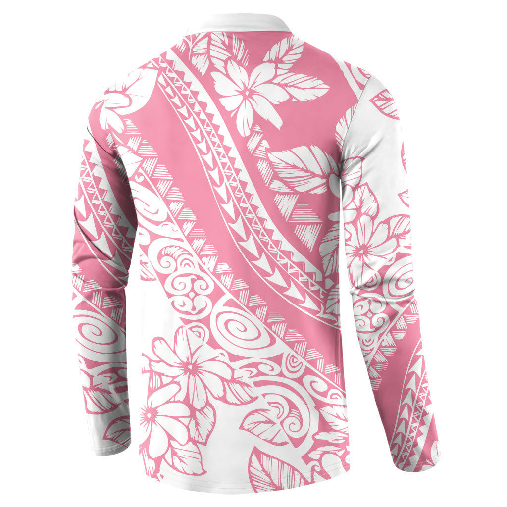 Polynesian Tiare Flower Pink Pastel Vibes Button Sweatshirt