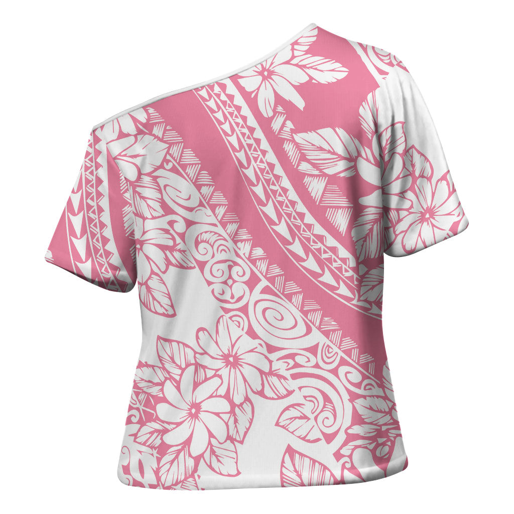 Polynesian Tiare Flower Pink Pastel Vibes Cross Shoulder Shirt