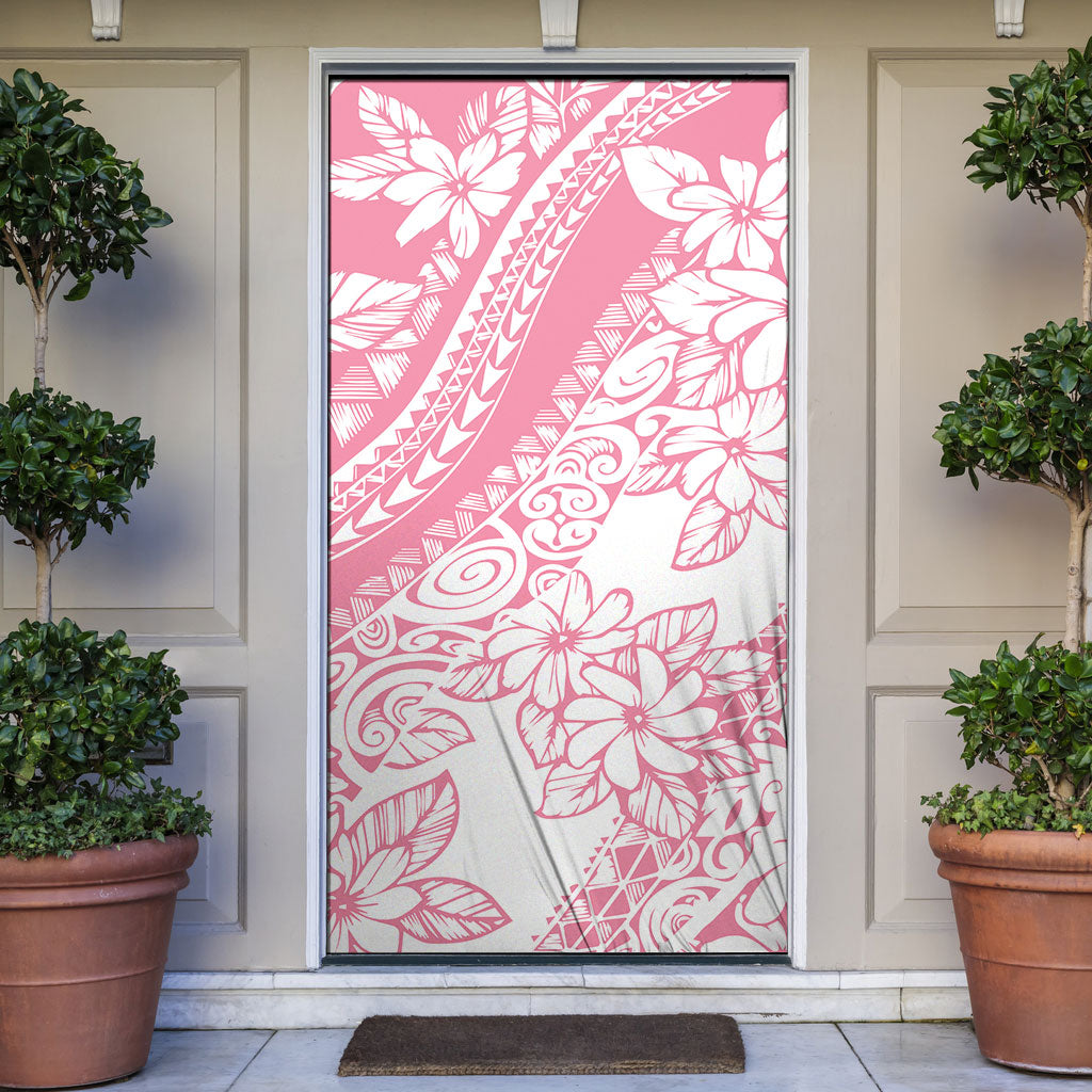 Polynesian Tiare Flower Pink Pastel Vibes Door Cover