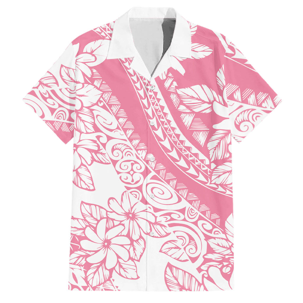 Polynesian Tiare Flower Pink Pastel Vibes Family Matching Long Sleeve Bodycon Dress and Hawaiian Shirt