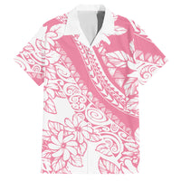 Polynesian Tiare Flower Pink Pastel Vibes Family Matching Long Sleeve Bodycon Dress and Hawaiian Shirt