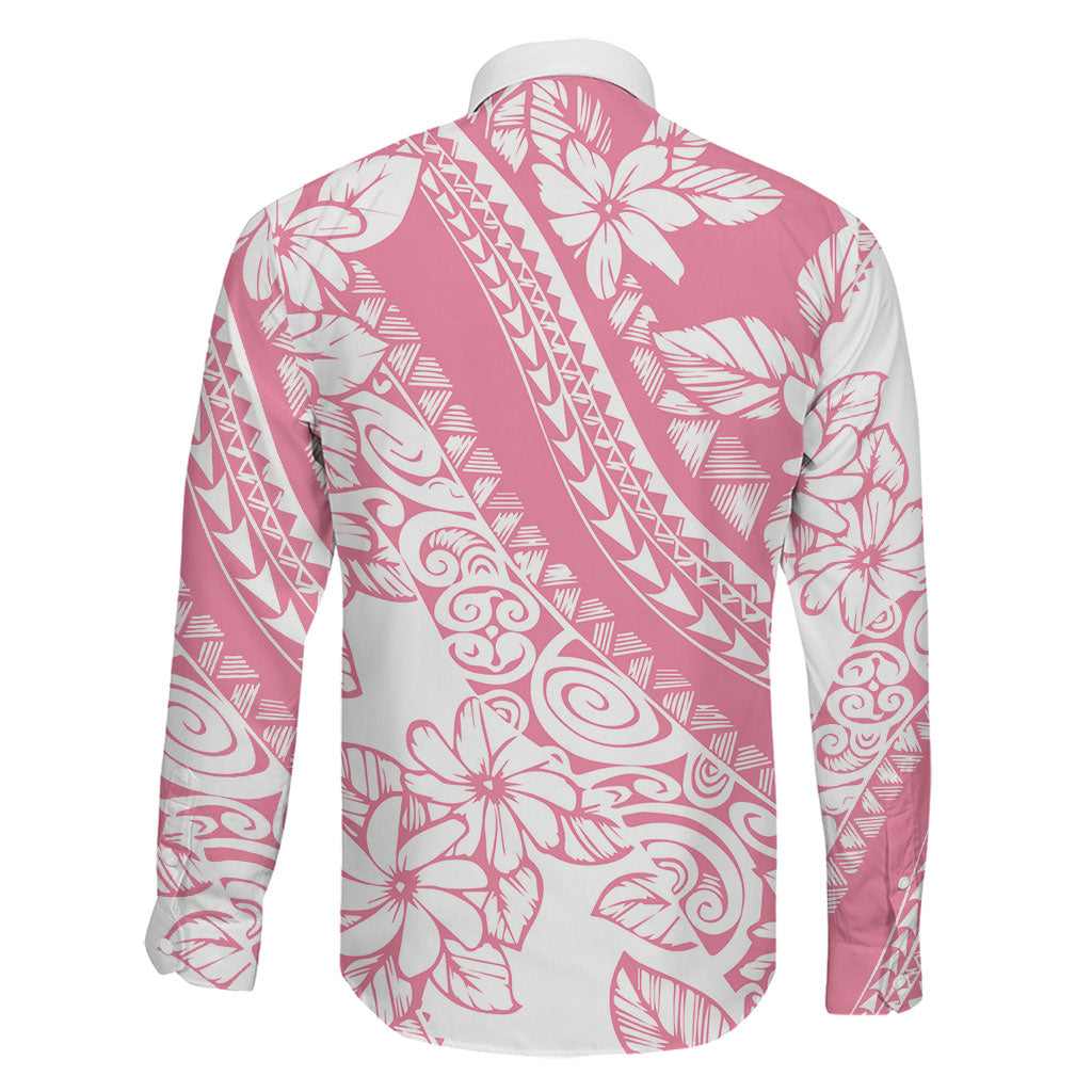 Polynesian Tiare Flower Pink Pastel Vibes Family Matching Off Shoulder Maxi Dress and Hawaiian Shirt