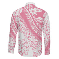 Polynesian Tiare Flower Pink Pastel Vibes Family Matching Off Shoulder Maxi Dress and Hawaiian Shirt