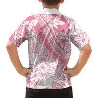 Polynesian Tiare Flower Pink Pastel Vibes Family Matching Off Shoulder Short Dress and Hawaiian Shirt