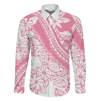 Polynesian Tiare Flower Pink Pastel Vibes Family Matching Summer Maxi Dress and Hawaiian Shirt