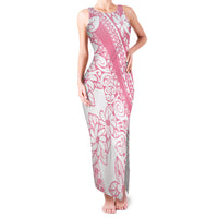 Polynesian Tiare Flower Pink Pastel Vibes Family Matching Tank Maxi Dress and Hawaiian Shirt