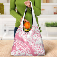 Polynesian Tiare Flower Pink Pastel Vibes Grocery Bag
