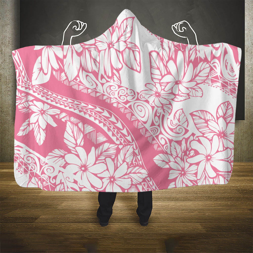 Polynesian Tiare Flower Pink Pastel Vibes Hooded Blanket