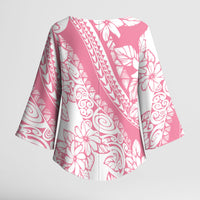 Polynesian Tiare Flower Pink Pastel Vibes Kimono Sleeve Blouse