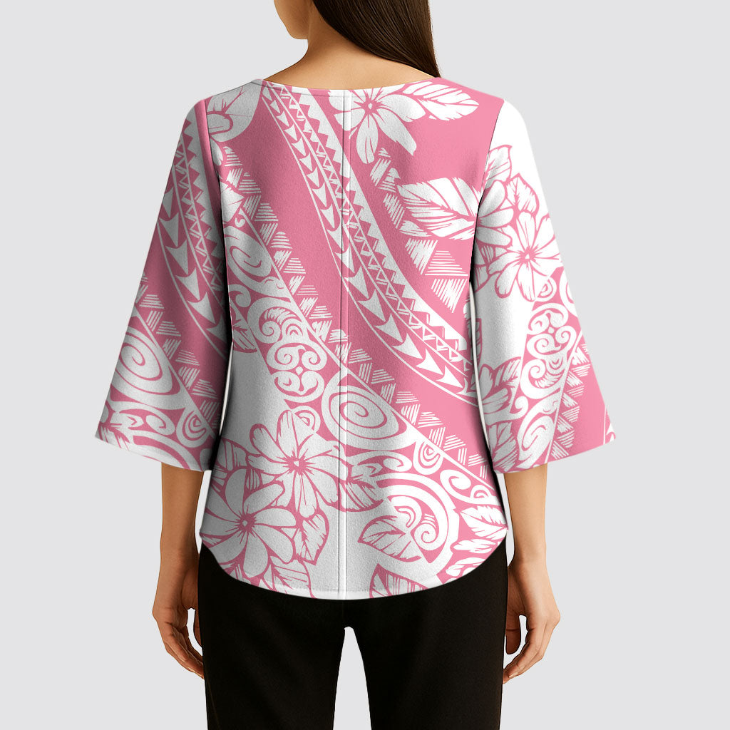 Polynesian Tiare Flower Pink Pastel Vibes Kimono Sleeve Blouse