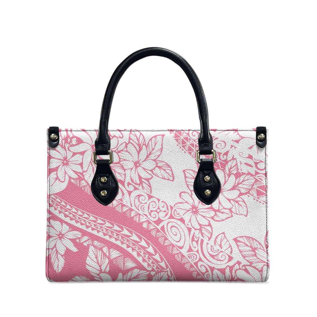 Polynesian Tiare Flower Pink Pastel Vibes Leather Bag