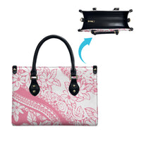 Polynesian Tiare Flower Pink Pastel Vibes Leather Bag