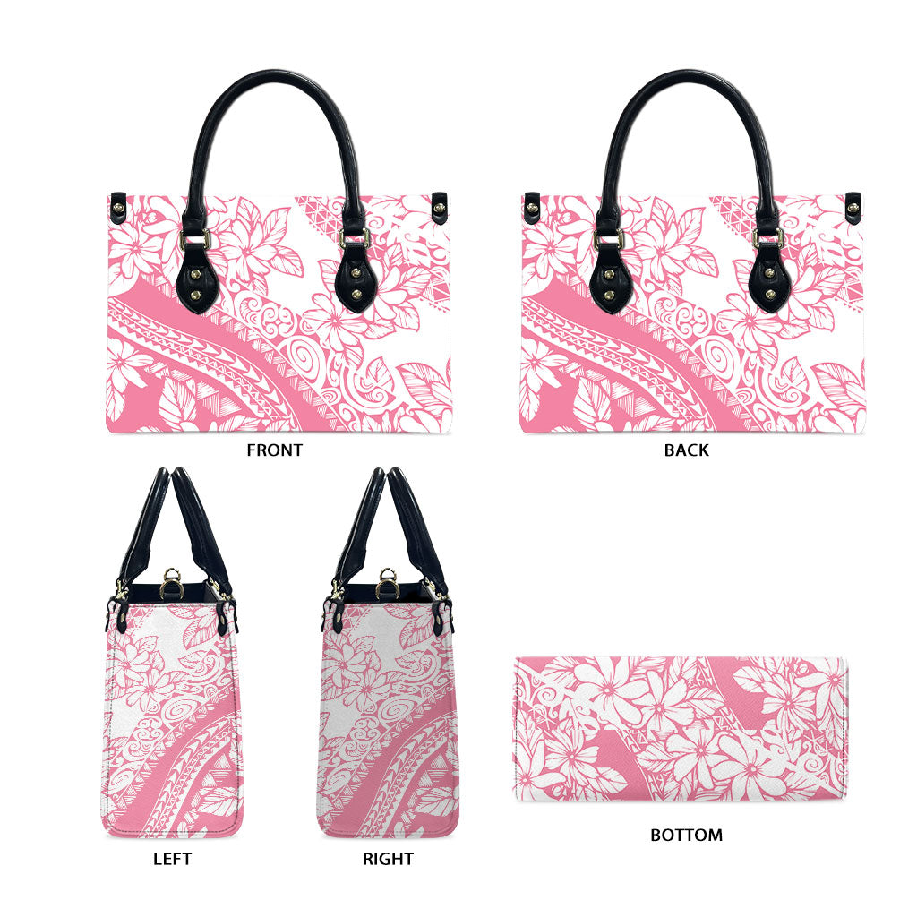 Polynesian Tiare Flower Pink Pastel Vibes Leather Bag